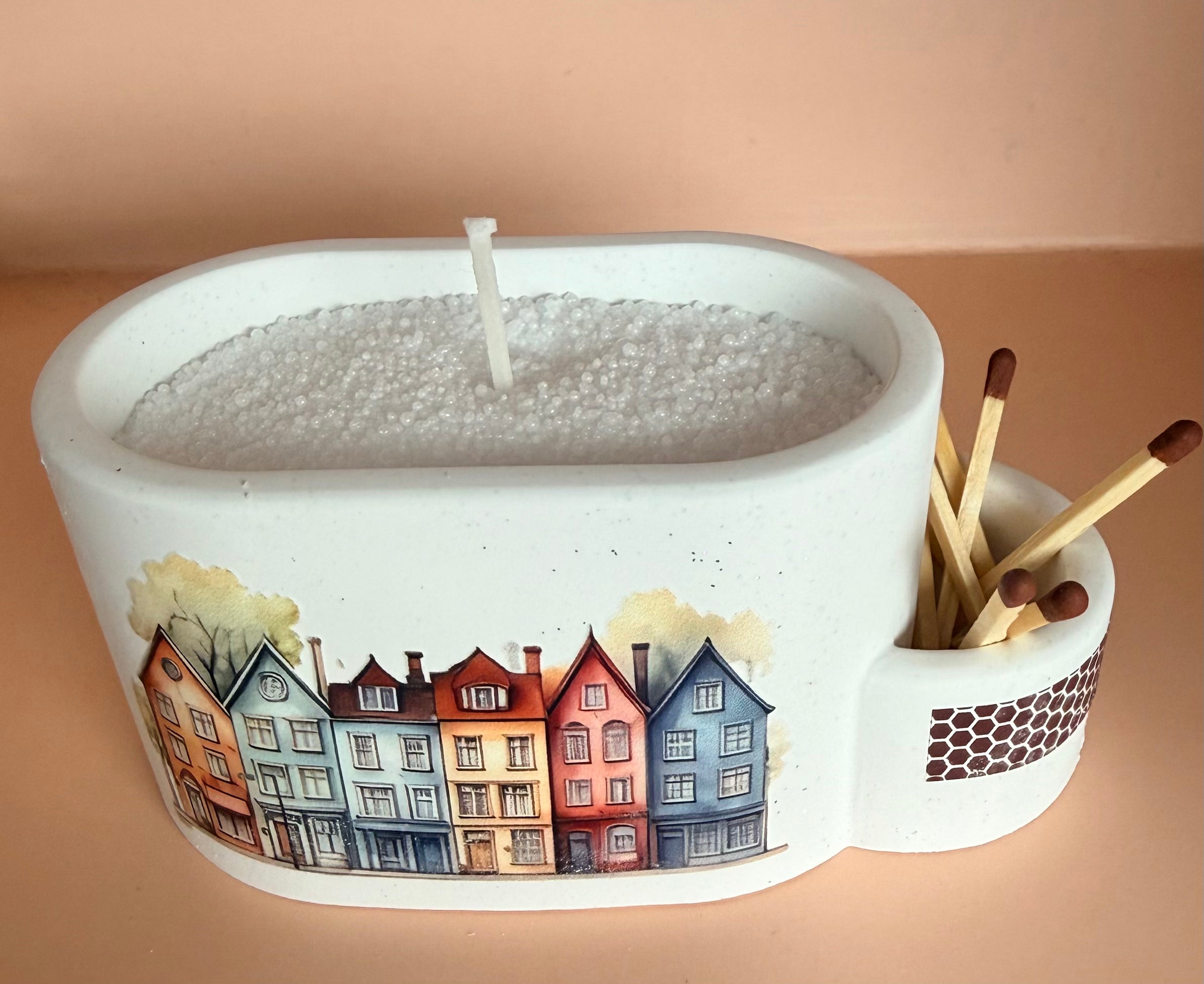 Leuke kaars houder met kaarszand erin