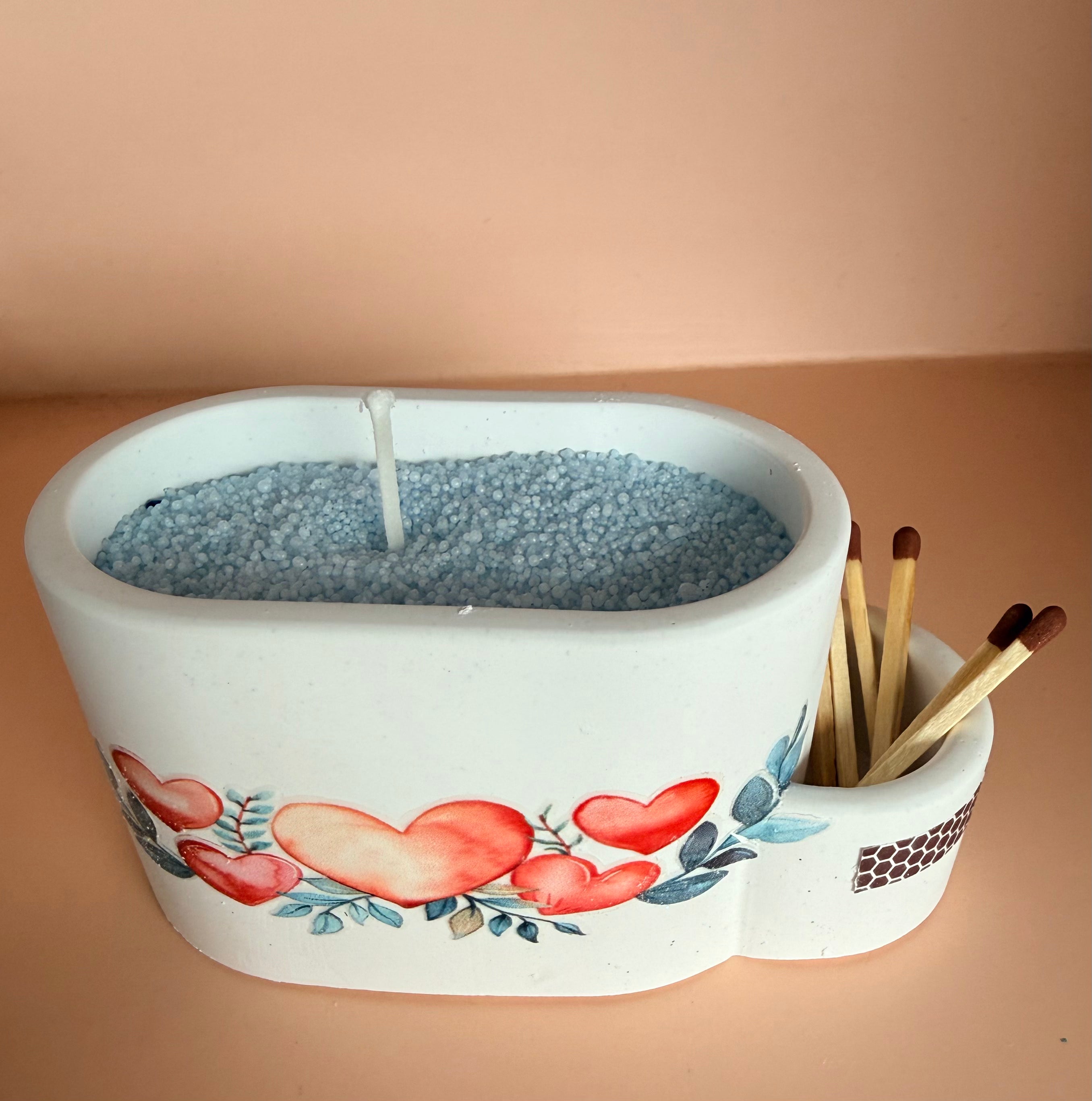 Leuke kaarshouder met kaarszand erin!