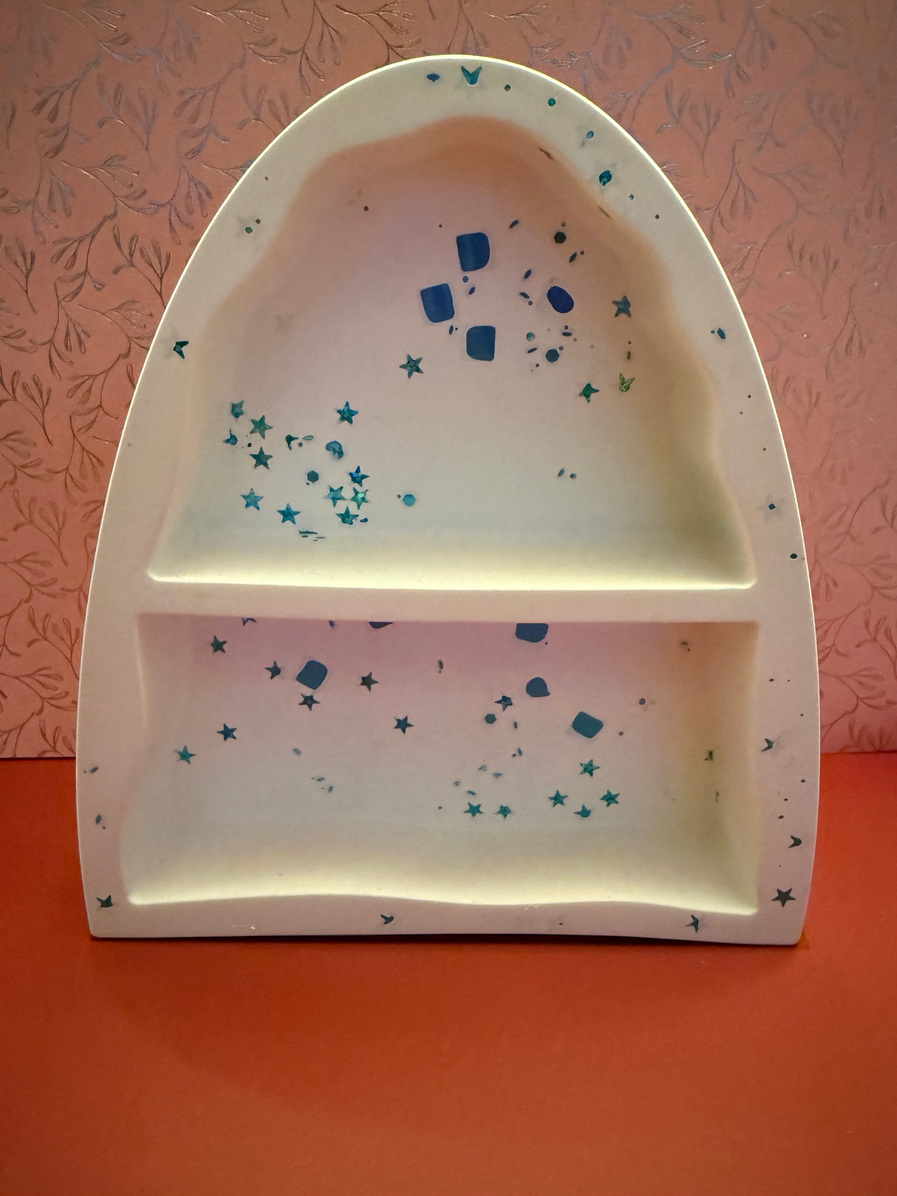 Leuke standaard met blauwe glitters